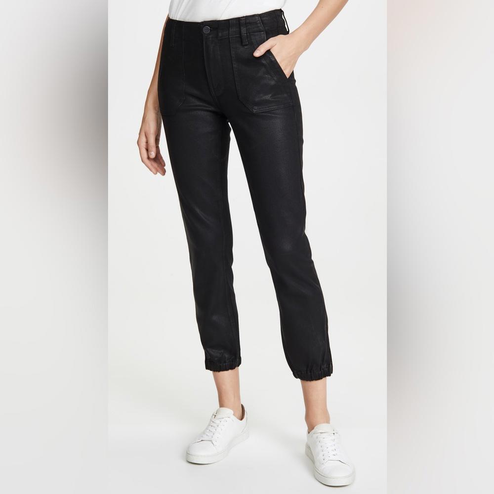 NWT PAIGE | SZ 23 - 27 | Mayslie Joggers Black Coated Cropped Jeans - Picture 3 of 9